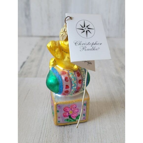 Radko Crack-up Easter blown glass ornament chick glitter egg Xmas - Picture 4 of 7